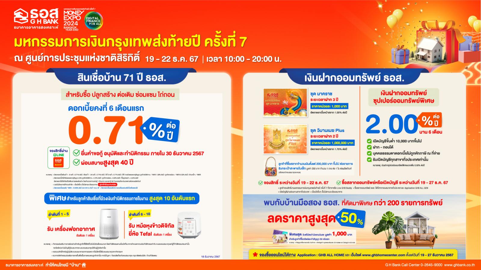 .ธอส. จัดทัพโปรโมชันเด็ดร่วมงานมหกรรมการเงินกรุงเทพส่งท้ายปี ครั้งที่ 7.